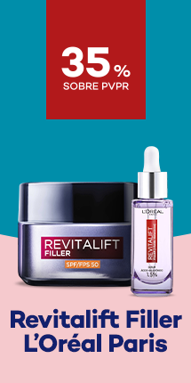 Loreal paris Filler com destaque promocional de 20% sobre preço de Venda ao Público Recomendado